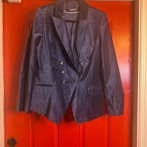 White House Black Market Blue Velvet Jacket